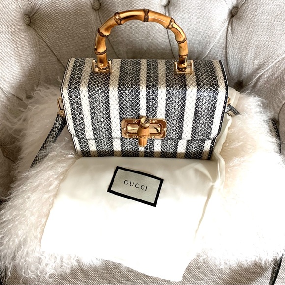 Handbags - DESIGNER STYLE BAMBOO HANDLE, SNAKESKIN W/ STRAP